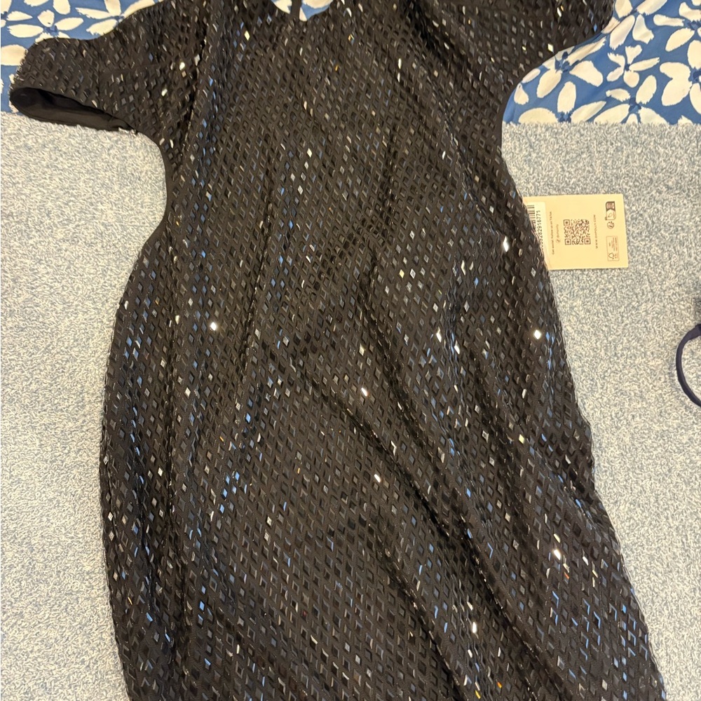 Oh Polly Black Embellished Halter Dress - Picture 5 of 5